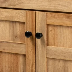 Oak 2-Door Grid Shoe Storage Cabinet-Kirkland's Home Store