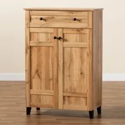 Oak 2-Door Grid Shoe Storage Cabinet-Kirkland's Home Store