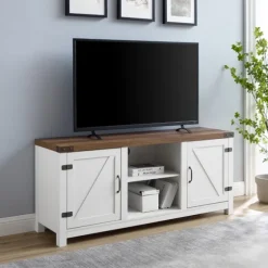 Oak Farmhouse Double Door Tv Stand-Kirkland's Home Best