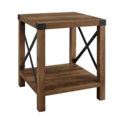 Oak Industrial X-Frame Accent Table-Kirkland's Home Flash Sale