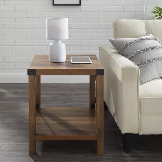 Oak Industrial X-Frame Accent Table-Kirkland's Home Flash Sale