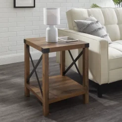 Oak Industrial X-Frame Accent Table-Kirkland's Home Flash Sale