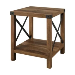 Oak Industrial X-Frame Accent Table-Kirkland's Home Flash Sale