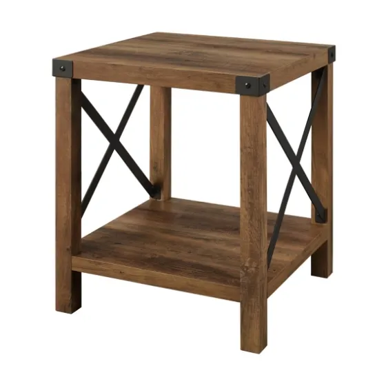 Oak Industrial X-Frame Accent Table-Kirkland's Home Flash Sale