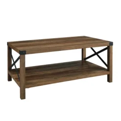 Oak Industrial X-Frame Coffee Table-Kirkland's Home Fashion