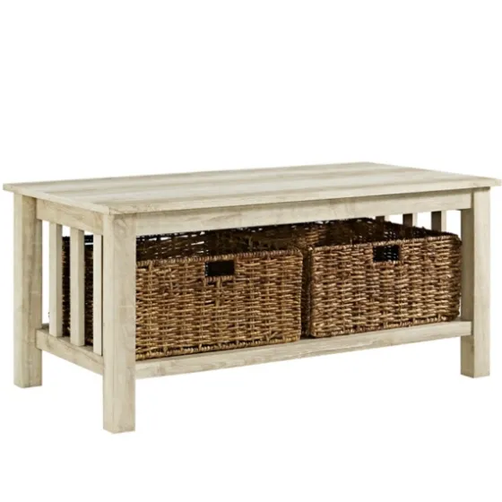 Oak Traditional Wooden Basket Coffee Table-Kirkland's Home Clearance