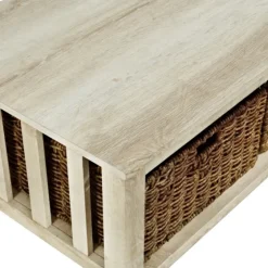 Oak Traditional Wooden Basket Coffee Table-Kirkland's Home Clearance