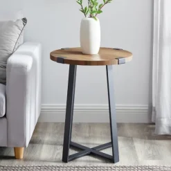 Oak Urban Rustic Round Accent Table-Kirkland's Home New