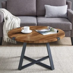 Oak Urban Rustic Round Coffee Table-Kirkland's Home Shop
