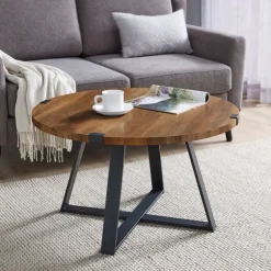 Oak Urban Rustic Round Coffee Table-Kirkland's Home Shop