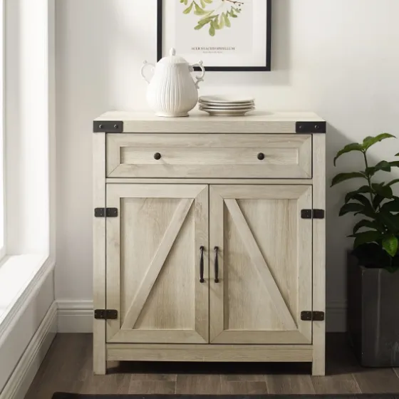 Oak Wash Wooden And Metal Barn Door Cabinet-Kirkland's Home Fashion