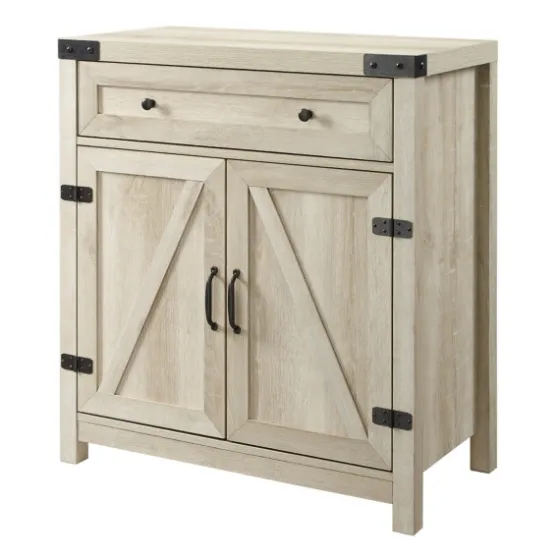 Oak Wash Wooden And Metal Barn Door Cabinet-Kirkland's Home Fashion