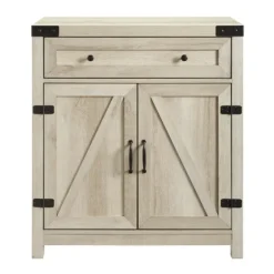 Oak Wash Wooden And Metal Barn Door Cabinet-Kirkland's Home Fashion
