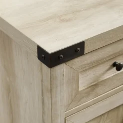 Oak Wash Wooden And Metal Barn Door Cabinet-Kirkland's Home Fashion
