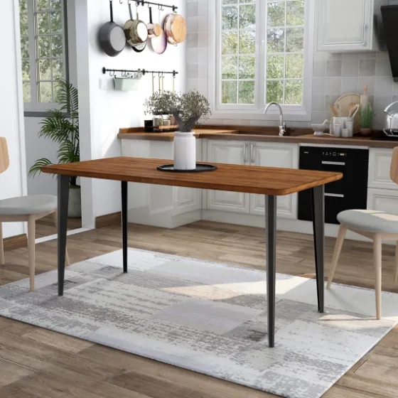 Oak Wood And Metal Dining Table-Kirkland's Home Fashion