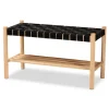 Oak Wood And Woven Nylon Bench-Kirkland's Home Discount