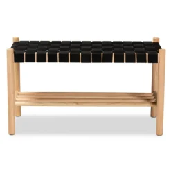 Oak Wood And Woven Nylon Bench-Kirkland's Home Discount