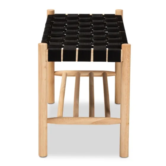 Oak Wood And Woven Nylon Bench-Kirkland's Home Discount