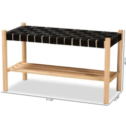 Oak Wood And Woven Nylon Bench-Kirkland's Home Discount