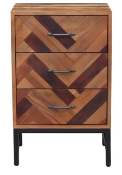 Oak Wood Chevron 3-Drawer Nightstand-Kirkland's Home Clearance