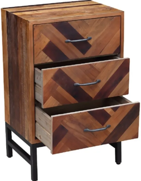 Oak Wood Chevron 3-Drawer Nightstand-Kirkland's Home Clearance