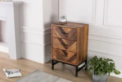 Oak Wood Chevron 3-Drawer Nightstand-Kirkland's Home Clearance