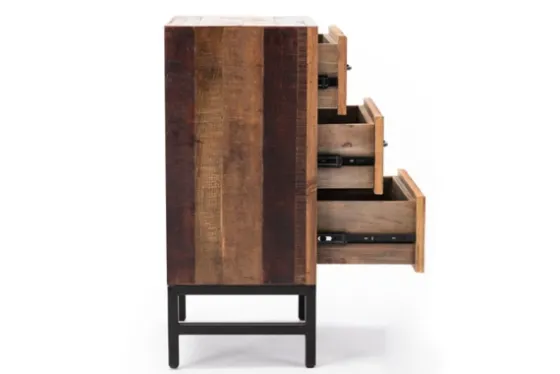 Oak Wood Chevron 3-Drawer Nightstand-Kirkland's Home Clearance