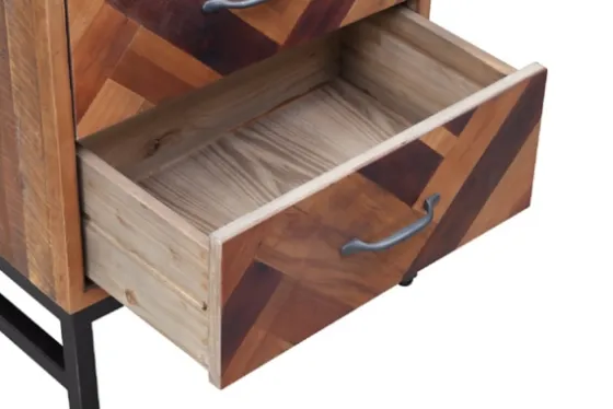 Oak Wood Chevron 3-Drawer Nightstand-Kirkland's Home Clearance