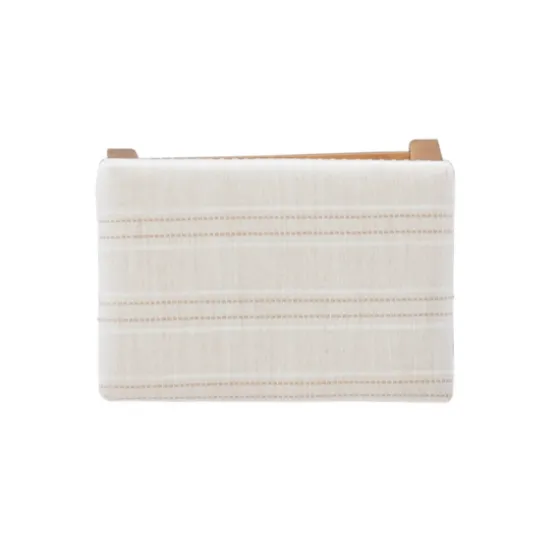 Oak Wood Counter Stool With Beige Striped Cushion-Kirkland's Home Flash Sale