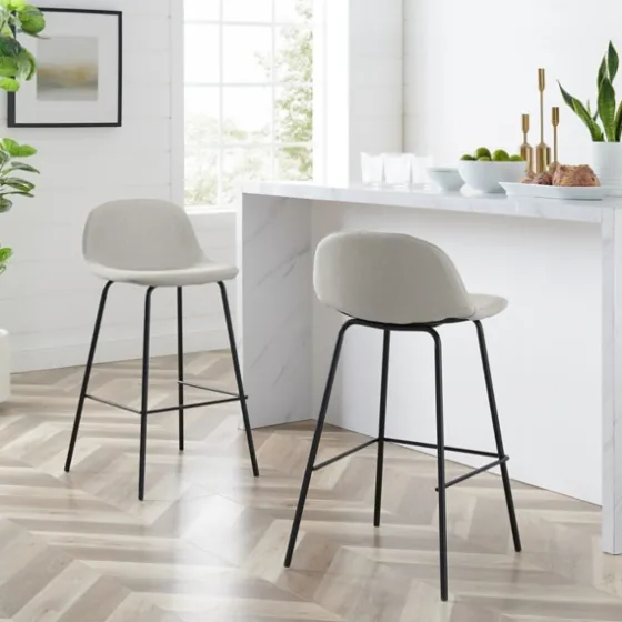Oatmeal Linen Slope Back Counter Stools, Set Of 2-Kirkland's Home Best Sale