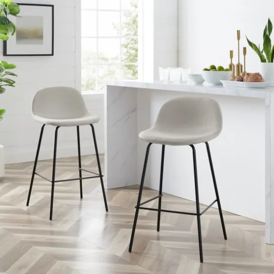 Oatmeal Linen Slope Back Counter Stools, Set Of 2-Kirkland's Home Best Sale