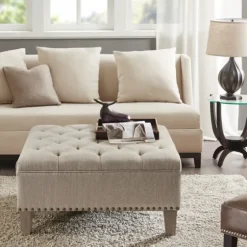 Oatmeal Tufted Square Ottoman-Kirkland's Home Best Sale