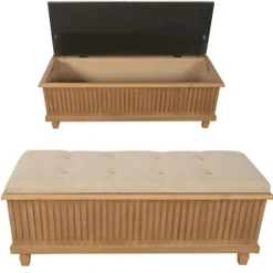 Oatmeal Tweed Tufted Storage Bench-Kirkland's Home Hot