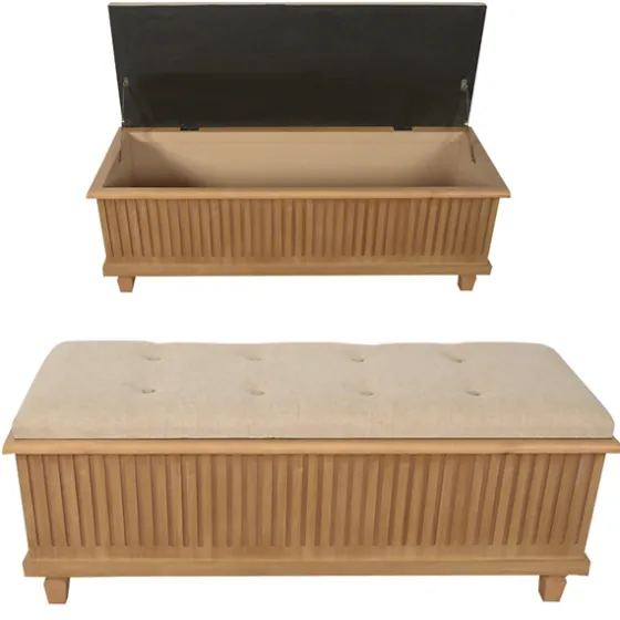 Oatmeal Tweed Tufted Storage Bench-Kirkland's Home Hot
