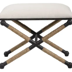 Oatmeal Upholstered Wrapped Rope Frame Bench-Kirkland's Home Best Sale