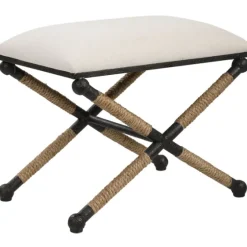 Oatmeal Upholstered Wrapped Rope Frame Bench-Kirkland's Home Best Sale
