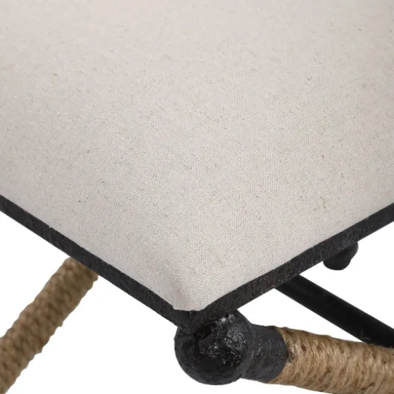 Oatmeal Upholstered Wrapped Rope Frame Bench-Kirkland's Home Best Sale