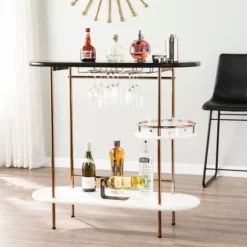 Oblong Gold Metal Frame Bar Cart-Kirkland's Home Best Sale
