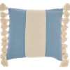 Ocean And Ivory Striped Tassel Pillow-Kirkland's Home Sale