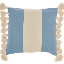 Ocean And Ivory Striped Tassel Pillow-Kirkland's Home Sale