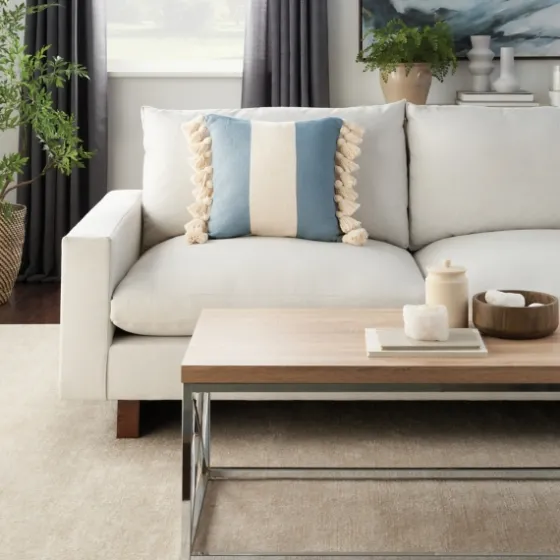 Ocean And Ivory Striped Tassel Pillow-Kirkland's Home Sale