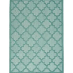 Ocean Aqua Trellis Outdoor Area Rug, 4X6-Kirkland's Home New