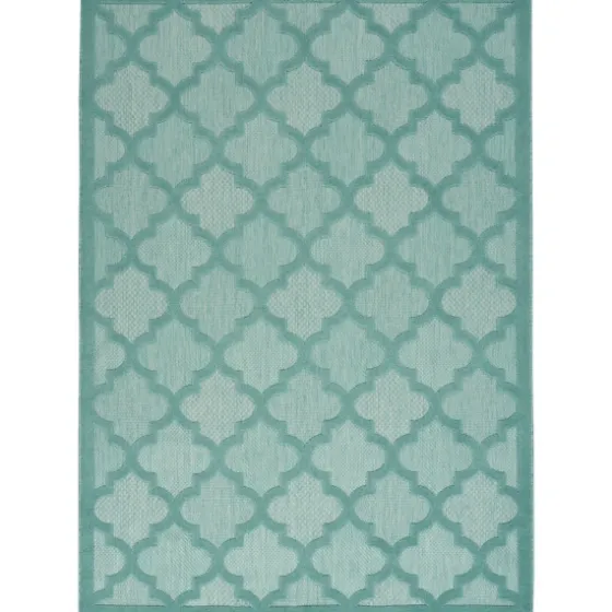 Ocean Aqua Trellis Outdoor Area Rug, 4X6-Kirkland's Home New