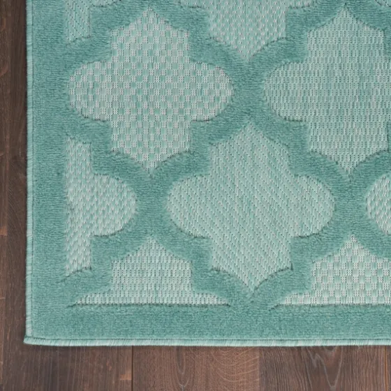 Ocean Aqua Trellis Outdoor Area Rug, 4X6-Kirkland's Home New