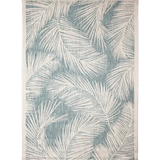 Ocean Blue Palm Leaves Outdoor Area Rug, 6X9-Kirkland's Home Cheap