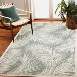 Ocean Blue Palm Leaves Outdoor Area Rug, 6X9-Kirkland's Home Cheap
