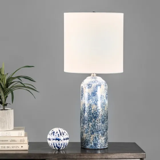 Ocean Blues Mottled Pillar Table Lamp-Kirkland's Home Store