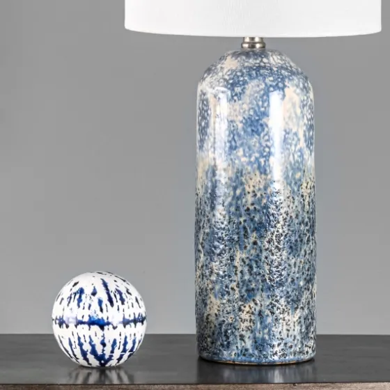 Ocean Blues Mottled Pillar Table Lamp-Kirkland's Home Store