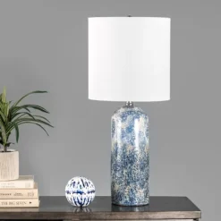 Ocean Blues Mottled Pillar Table Lamp-Kirkland's Home Store