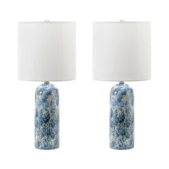 Ocean Blues Mottled Pillar Table Lamp-Kirkland's Home Store